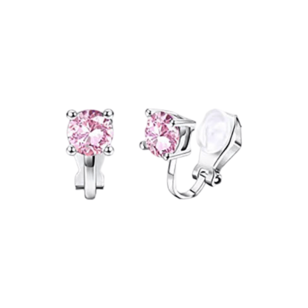 Clip earrings: Pink crystal