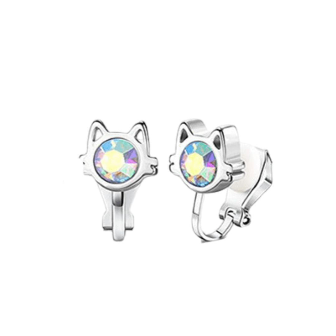 Clip earrings: Kittens with crystal