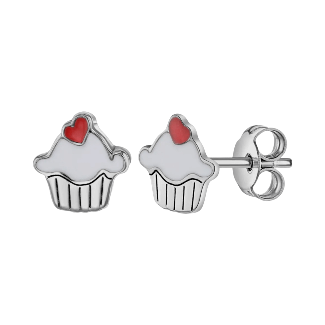 Silberne Ohrringe für Kinder: Cupcake