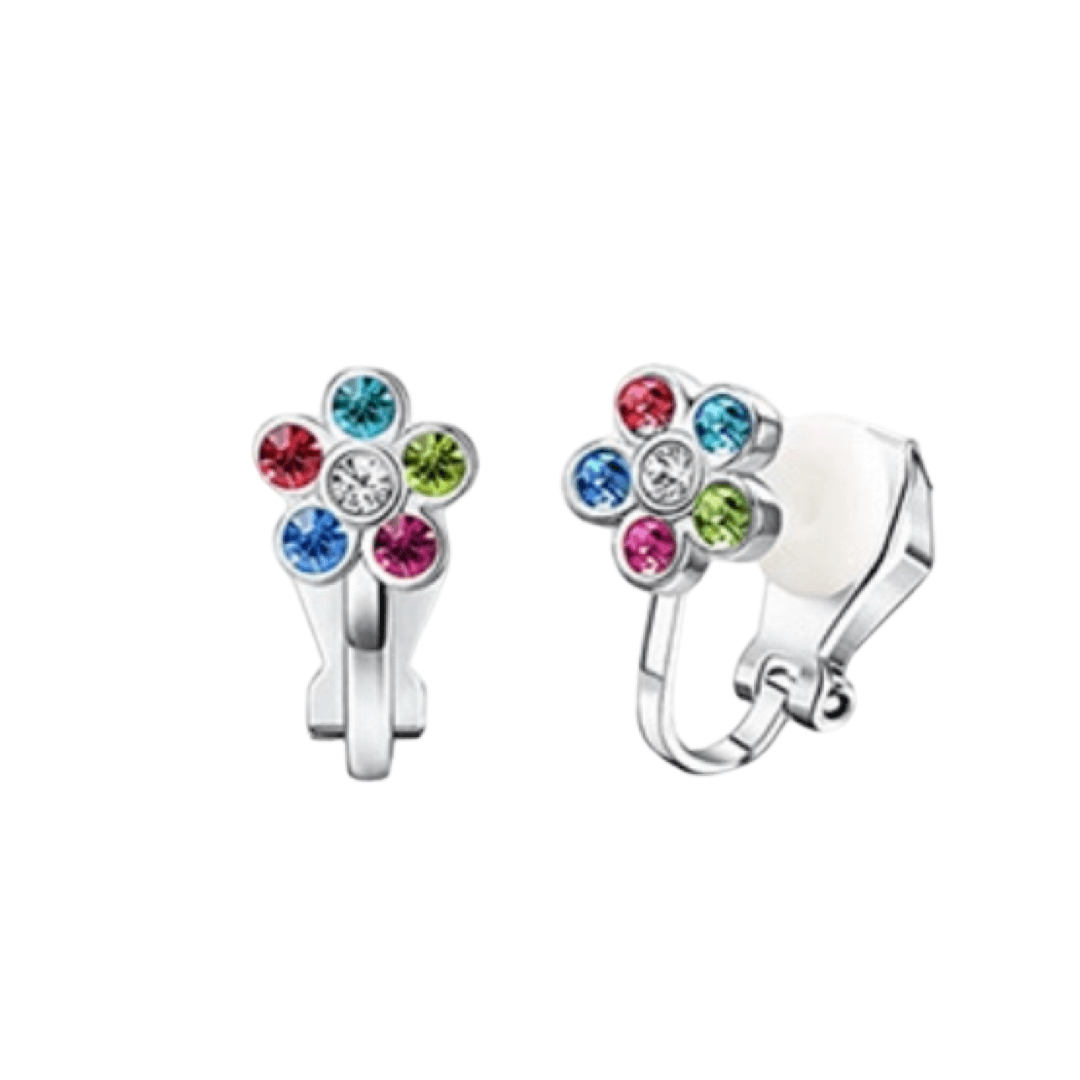 Clip earrings: Colored Flower