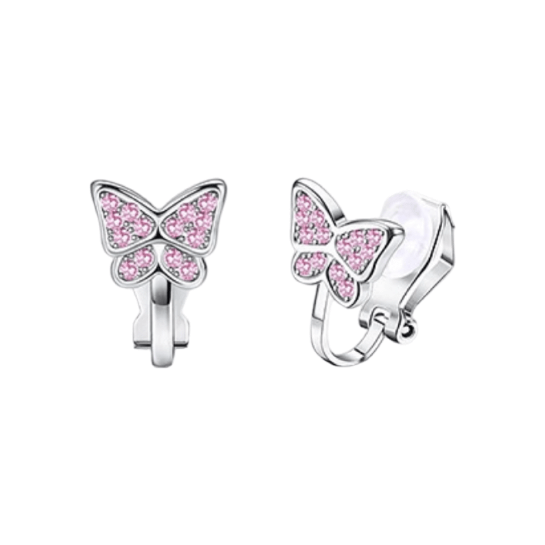 Clip earrings: Pink butterfly