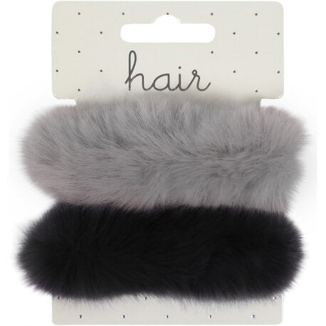 Hair elastic bands furry, gray/black