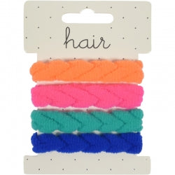 Hair elastic bands : braided neon