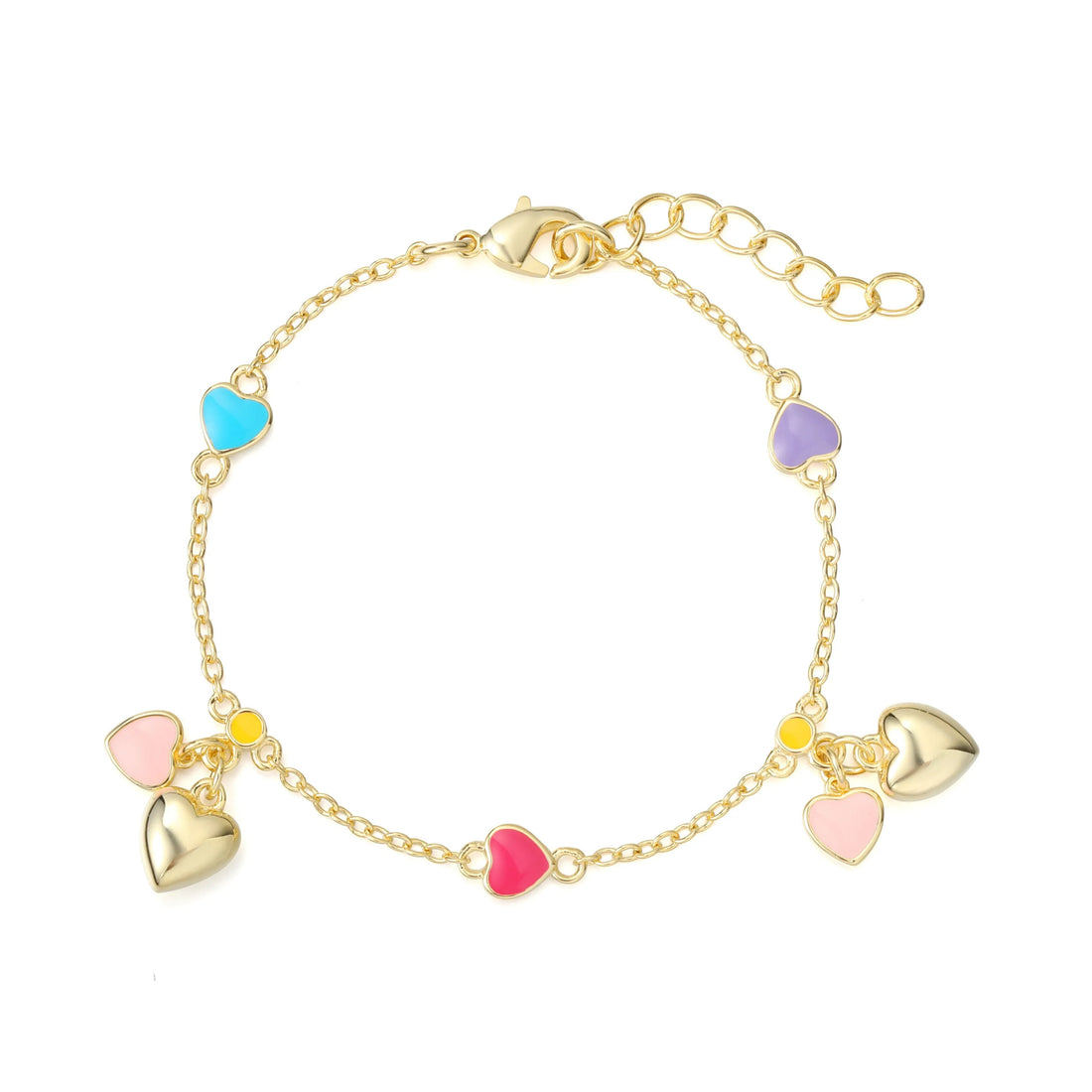 Kinderarmbandje: Hypoallergeen Hartjes mix (12K goud)