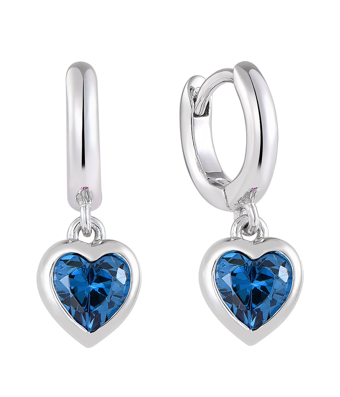 Zilveren kinderoorbellen: Creolen met hartje (10MM) Blauw