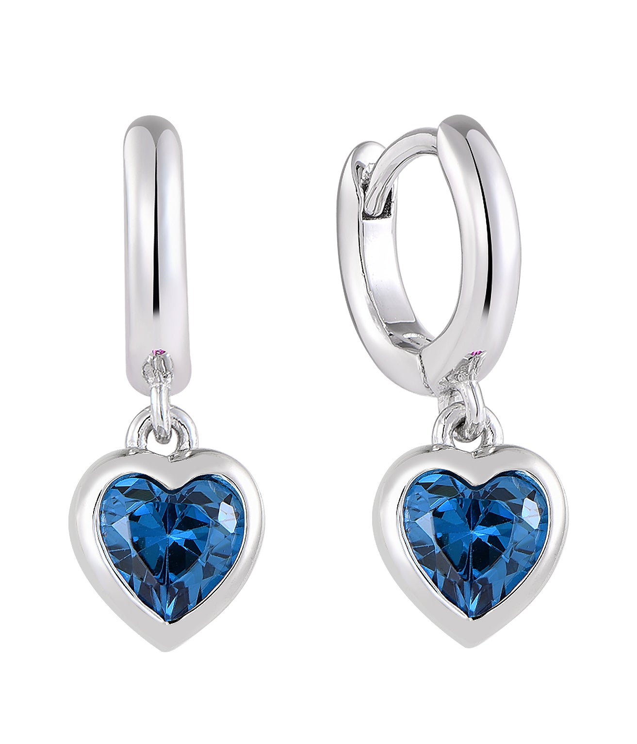 Zilveren kinderoorbellen: Creolen met hartje (10MM) Blauw