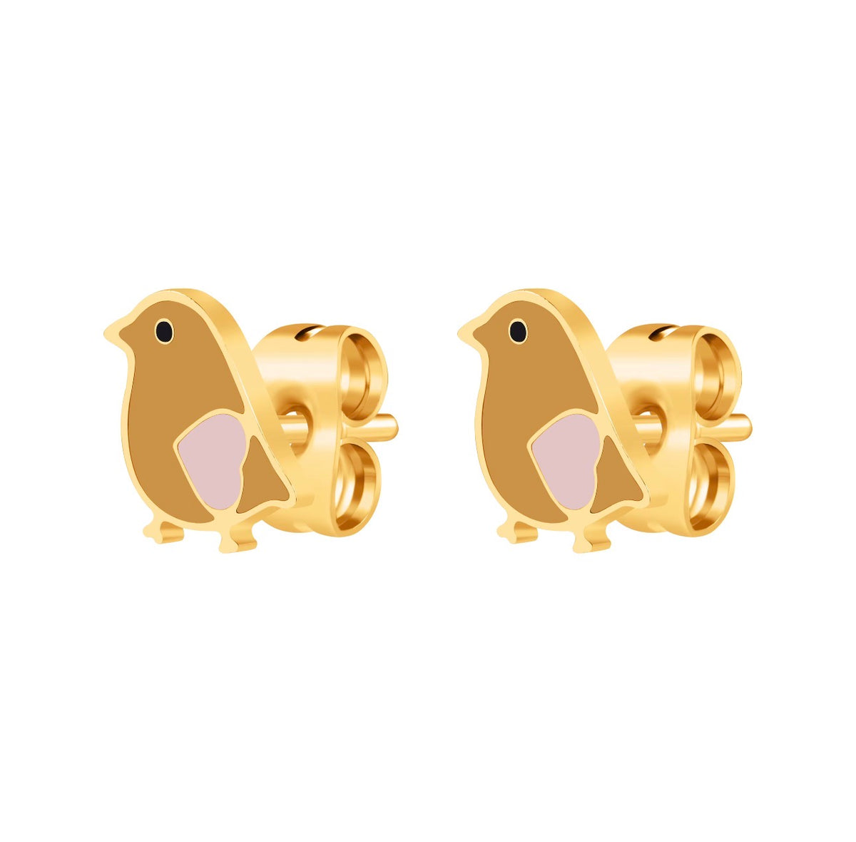 Chirurgisch staal kinderoorbellen: Vogel (goud)