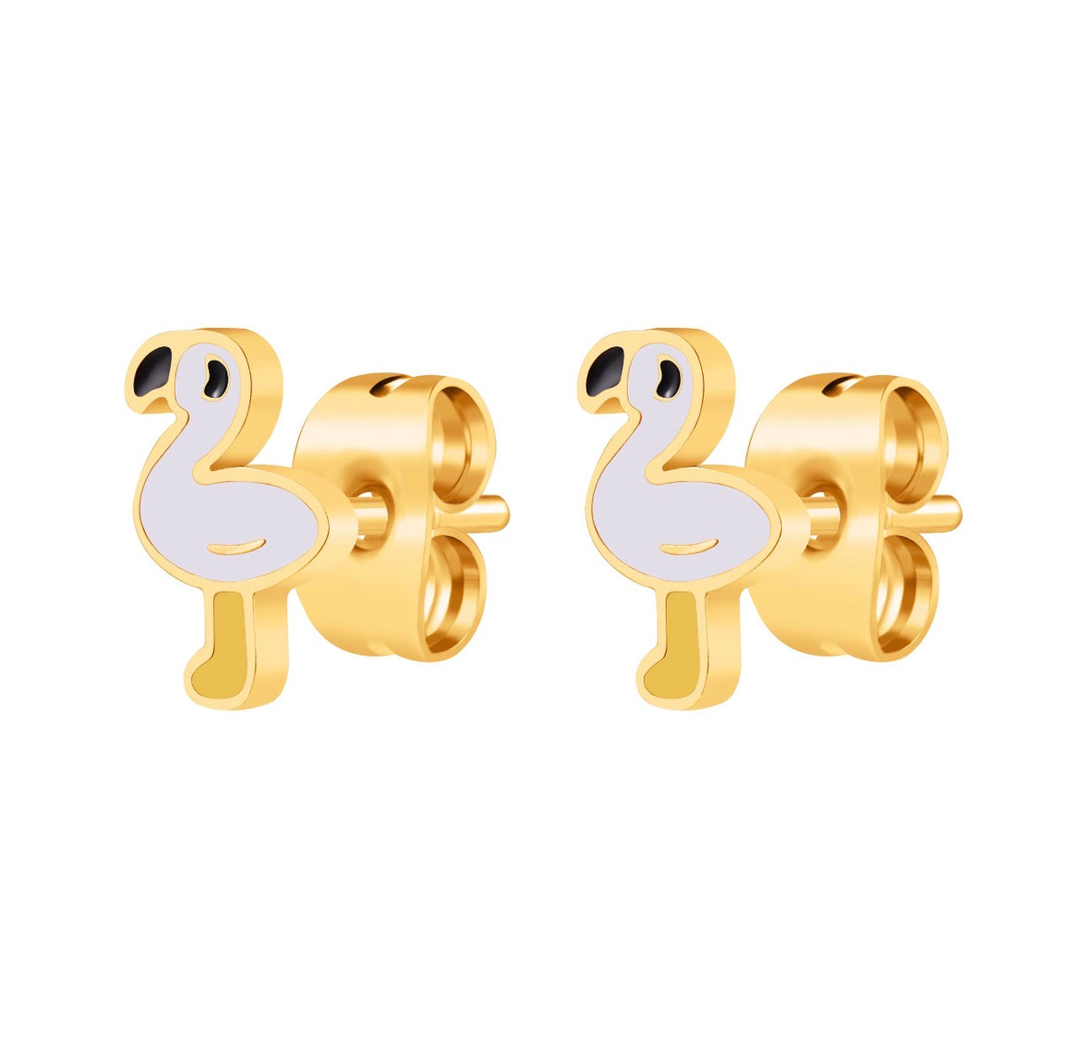 Chirurgisch staal kinderoorbellen: Flamingo (goud)