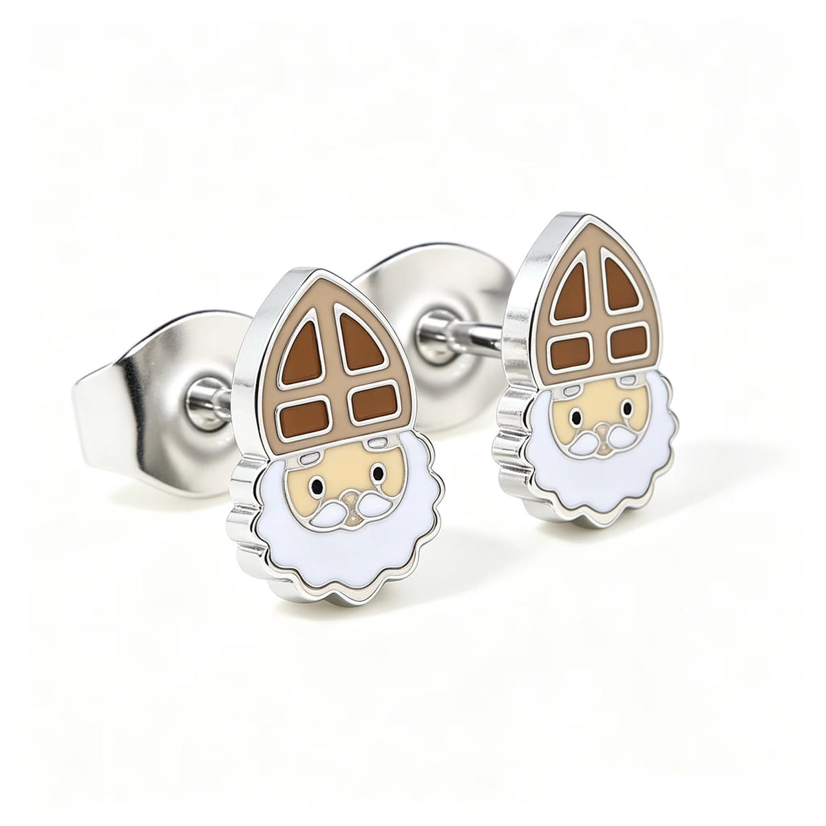Hypoallergene Nikolaus-Ohrringe für Kinder: Beigefarbene Nikoläußerchen