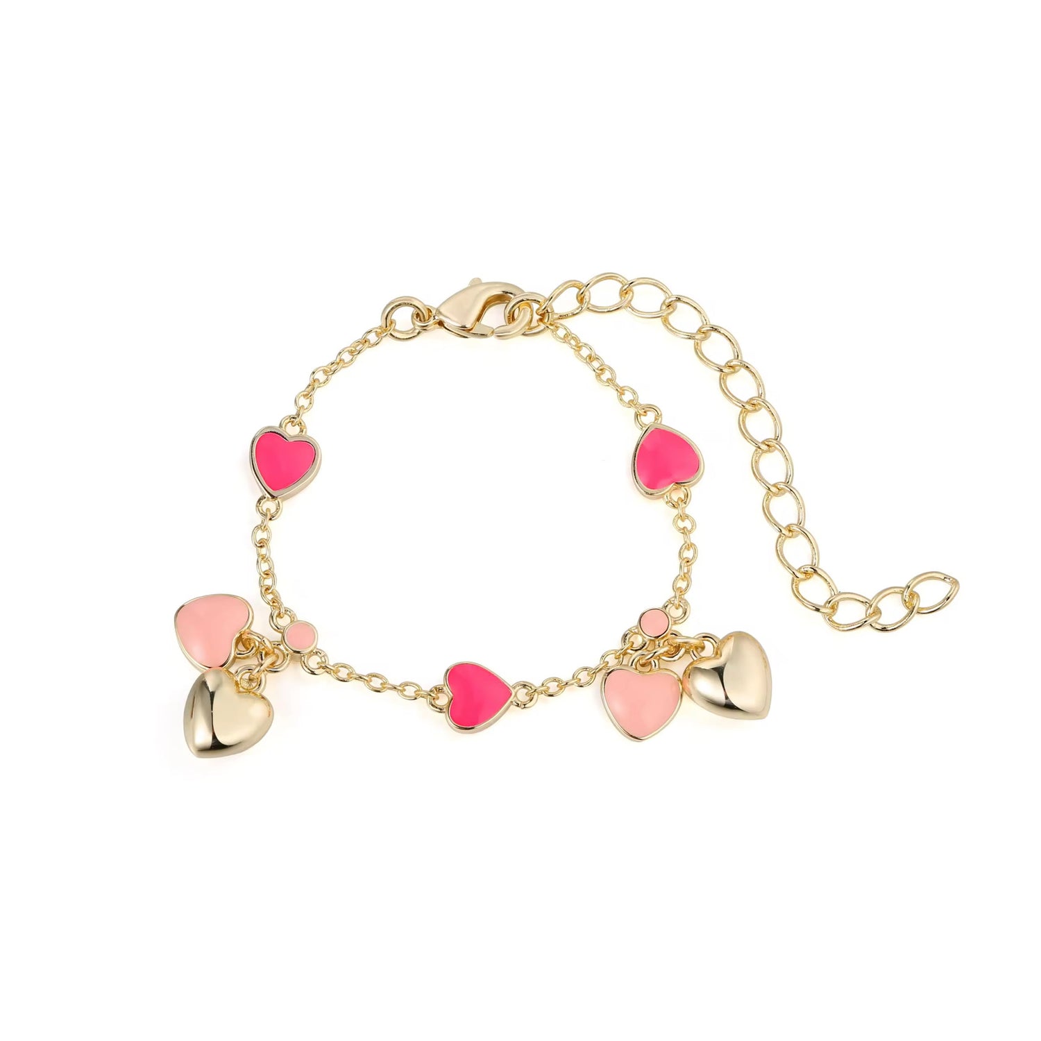 Kinderarmbandje: Hypoallergeen Hartjes mix roze (12K goud)