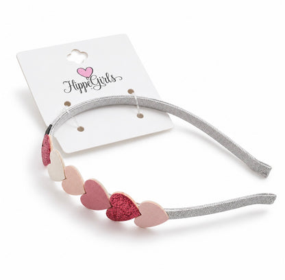 Diadeem: Hartjes diadeem roze, rood &amp; glitter