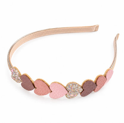 Diadeem: Hartjes diadeem roze &amp; goud glitter