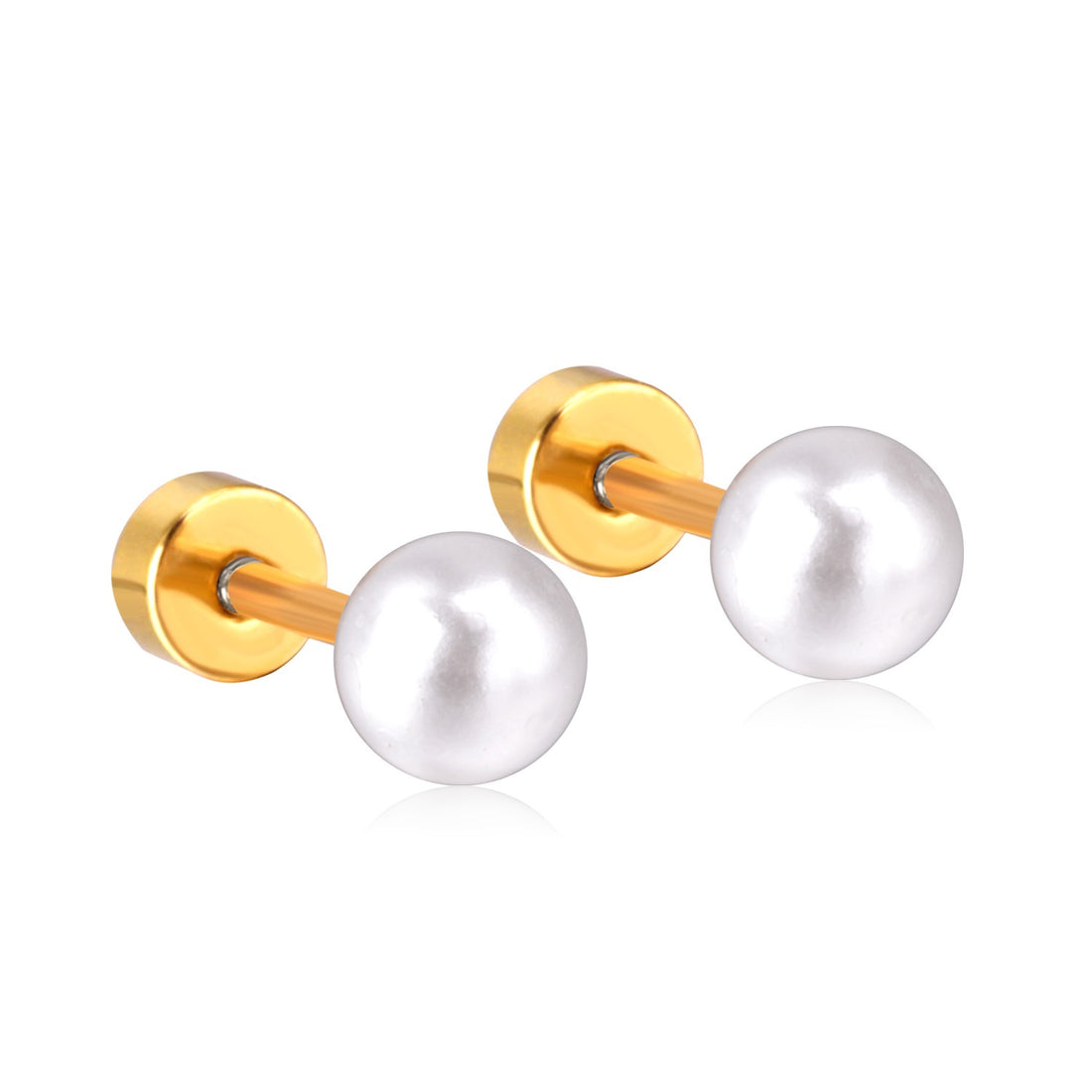 Chirurgenstahl-Ohrringe für Kinder: Perle mit Schraubverschluss 1mm (gold)