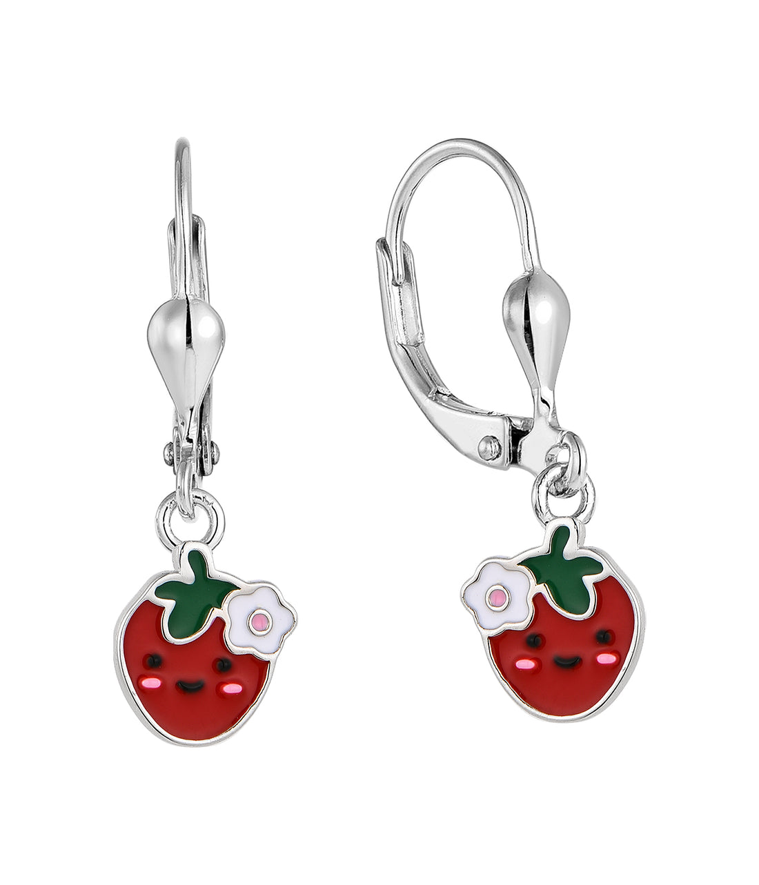 Zilveren kinderoorbellen: Aardbeitjes (brisure sluiting)
