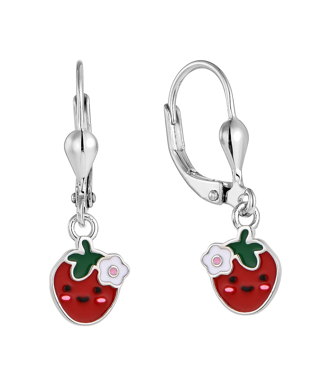 Zilveren kinderoorbellen: Aardbeitjes (brisure sluiting)