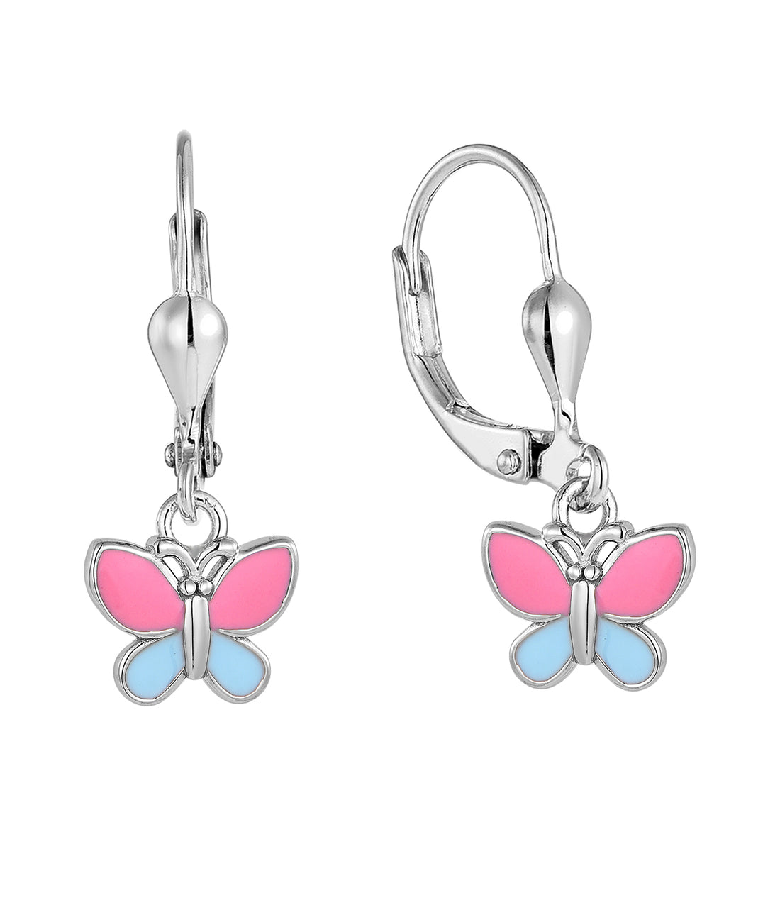 Zilveren kinderoorbellen: Vlinders (brisure sluiting)