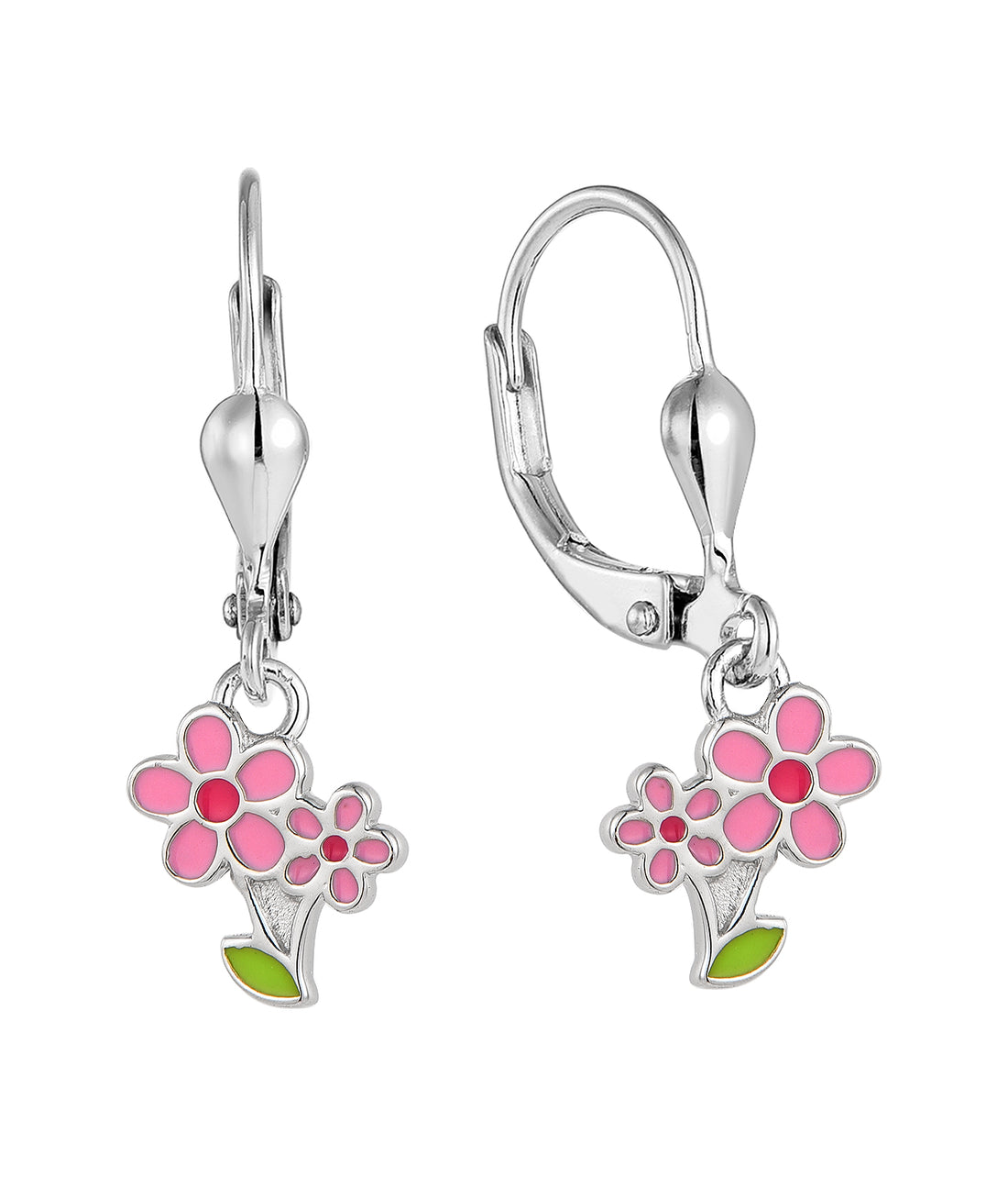 Zilveren kinderoorbellen: Bloemetjes (brisure sluiting)