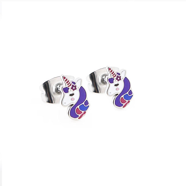 Hypoallergene Ohrringe für Kinder: Einhorn lila