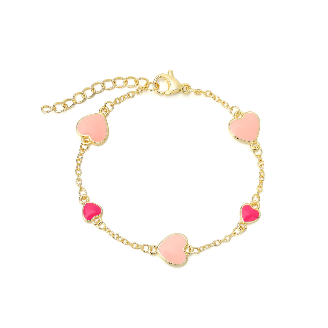 Kinderarmbandje: Hypoallergeen hartjes Roze (12K goud)