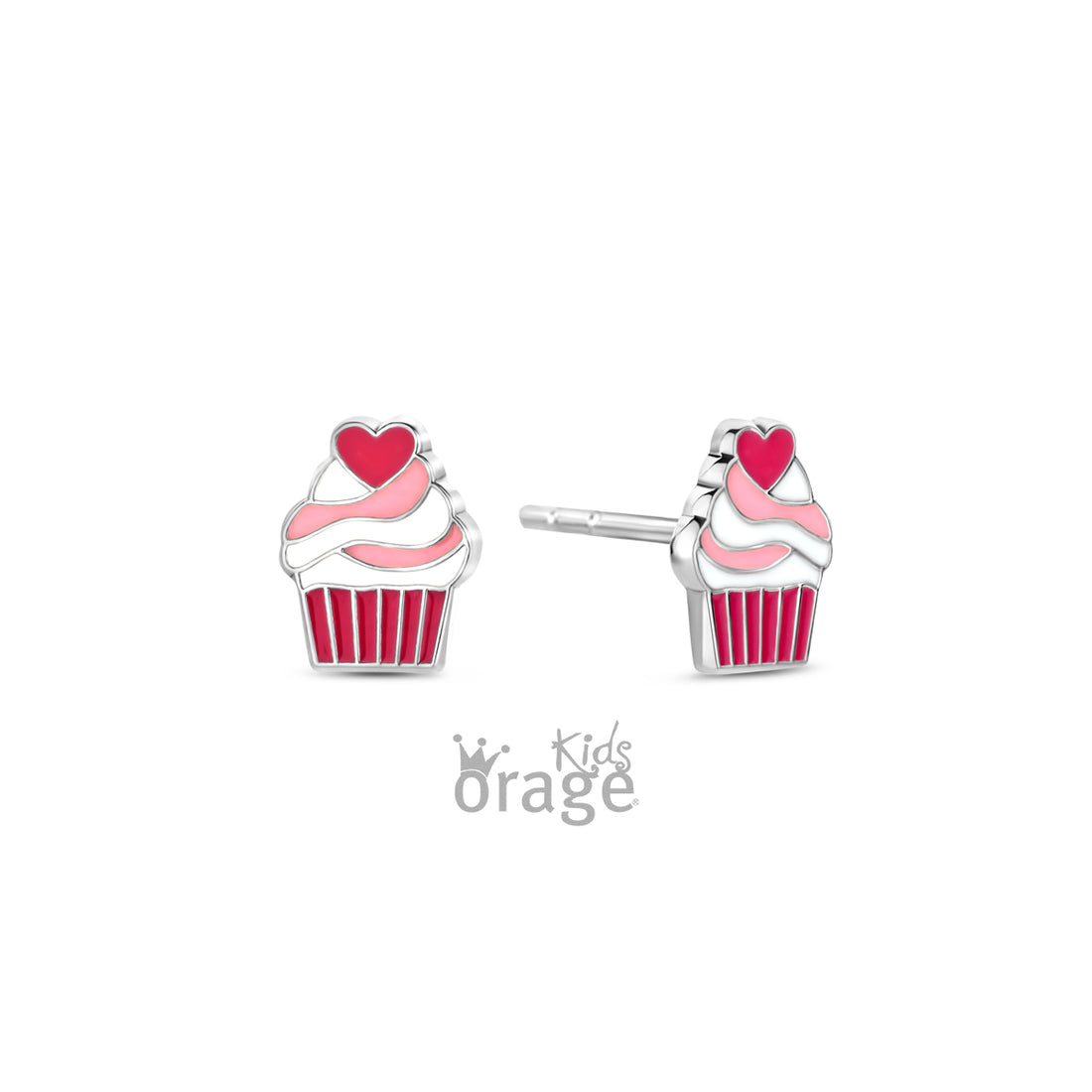 Zilveren kinderoorbellen: Cupcake (ORAGE)