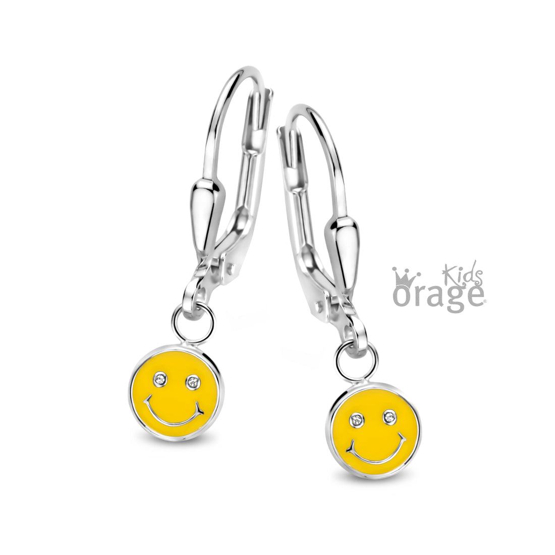 Silberne Kinder-Ohrringe: Smiley (ORAGE Brisure-Verschluss)