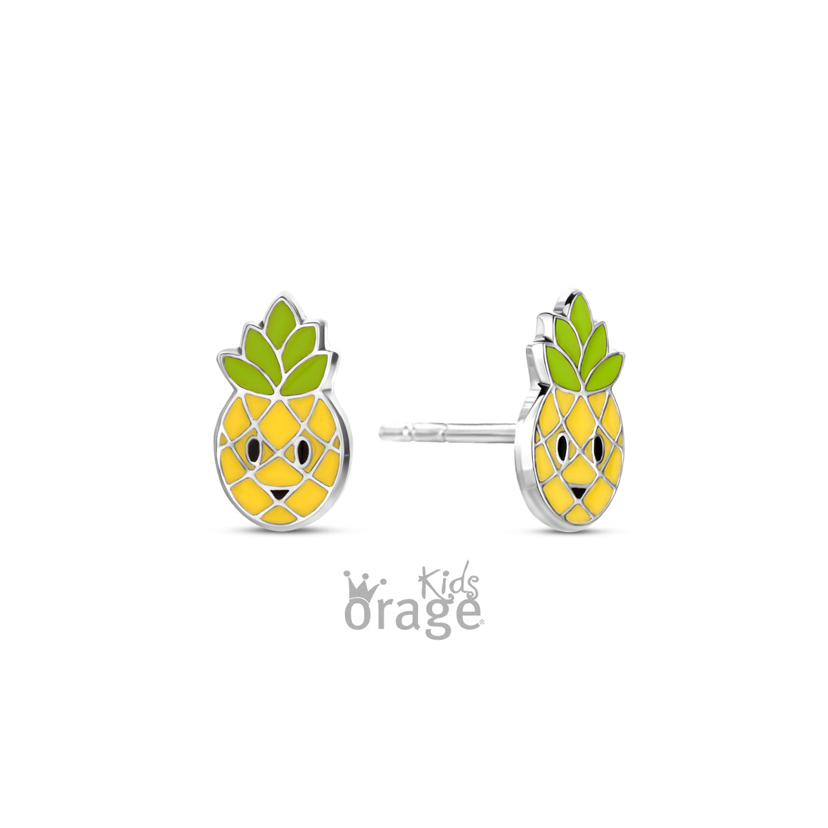 Silberne Kinder-Ohrringe: Ananas (ORAGE)