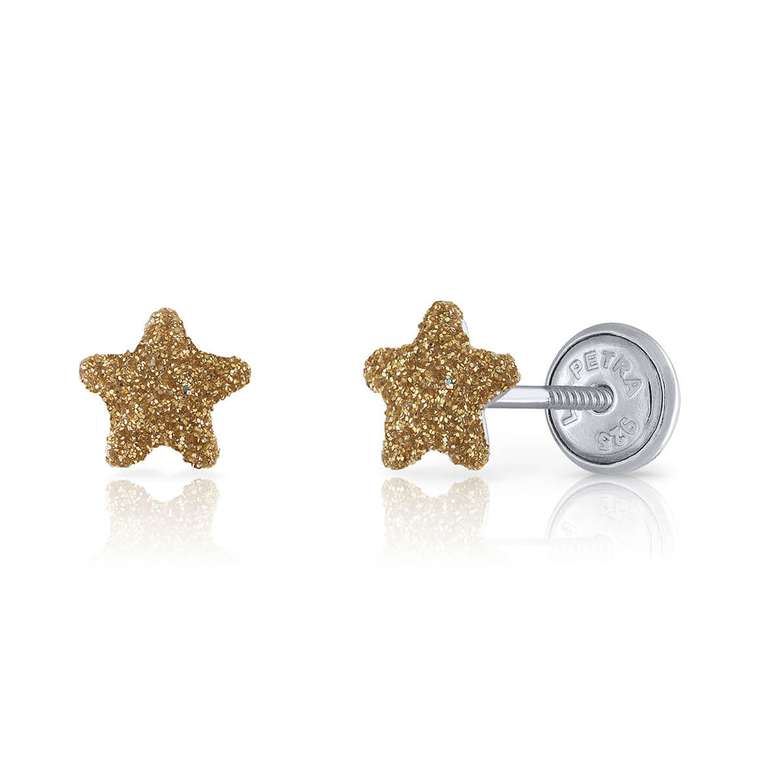 Zilveren kinderoorbellen: Gouden ster met schroefsluiting (Lapetra)