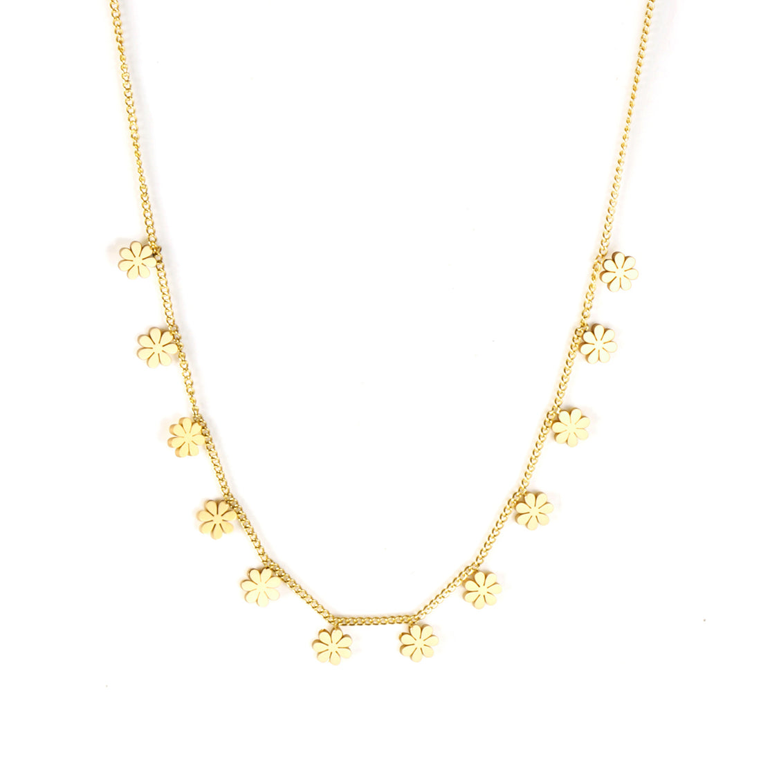 Kannerhalskette aus chirurgeschem Stol: Blummen (Gold)