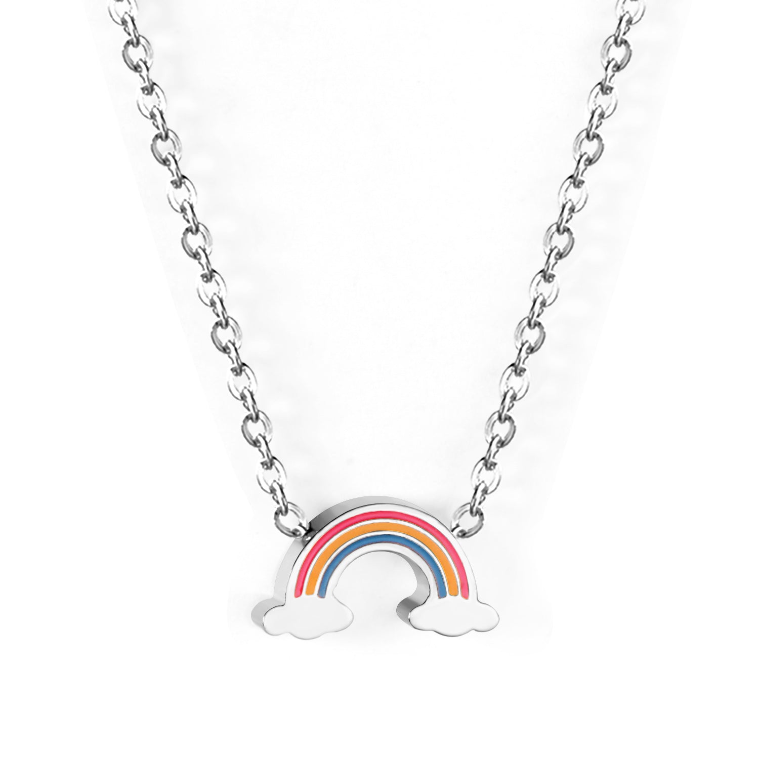 Collier pour enfants en acier chirurgical : Arc-en-ciel