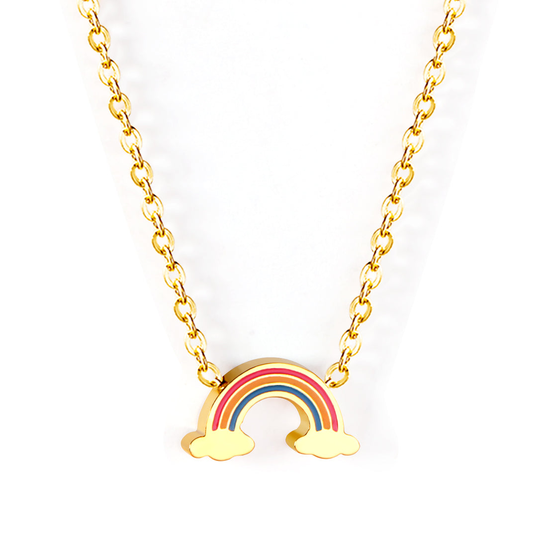 Collier pour enfants en acier chirurgical : Arc-en-ciel (or)