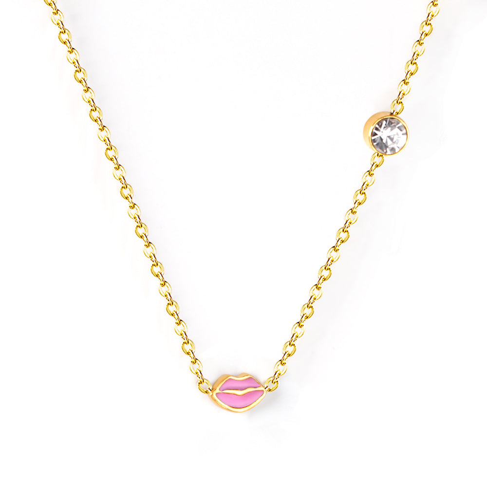 Collier pour enfants en acier chirurgical : Kiss (or)