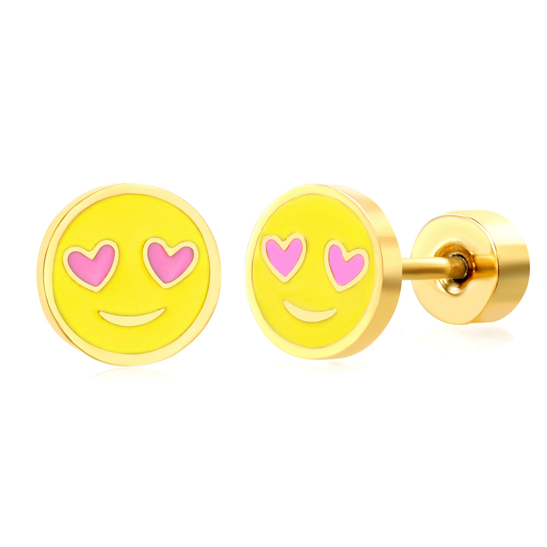Hypoallergene Ohrringe für Kinder: Smiley gelb mit Schraubverschluss
