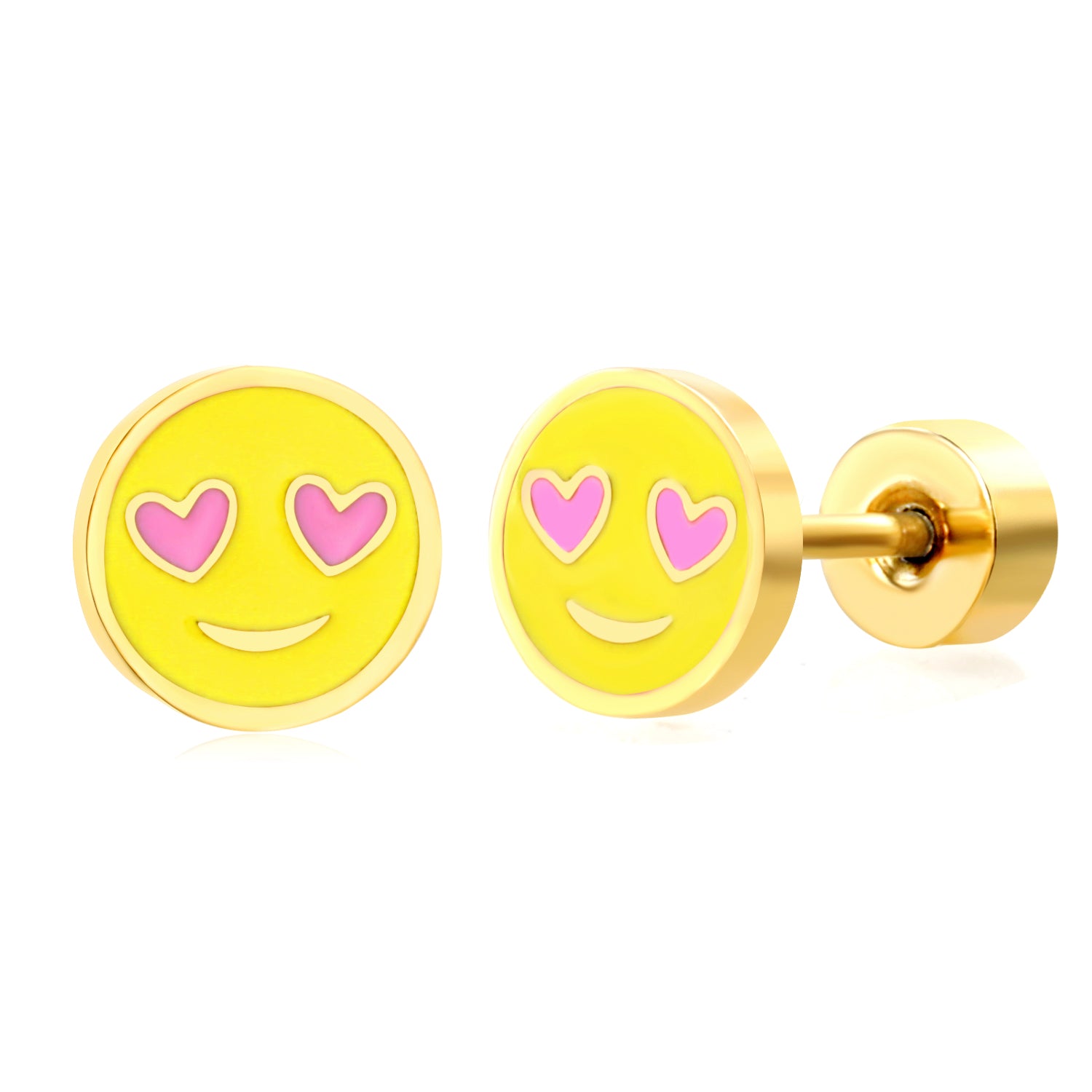 Hypoallergene Ohrringe für Kinder: Smiley gelb mit Schraubverschluss