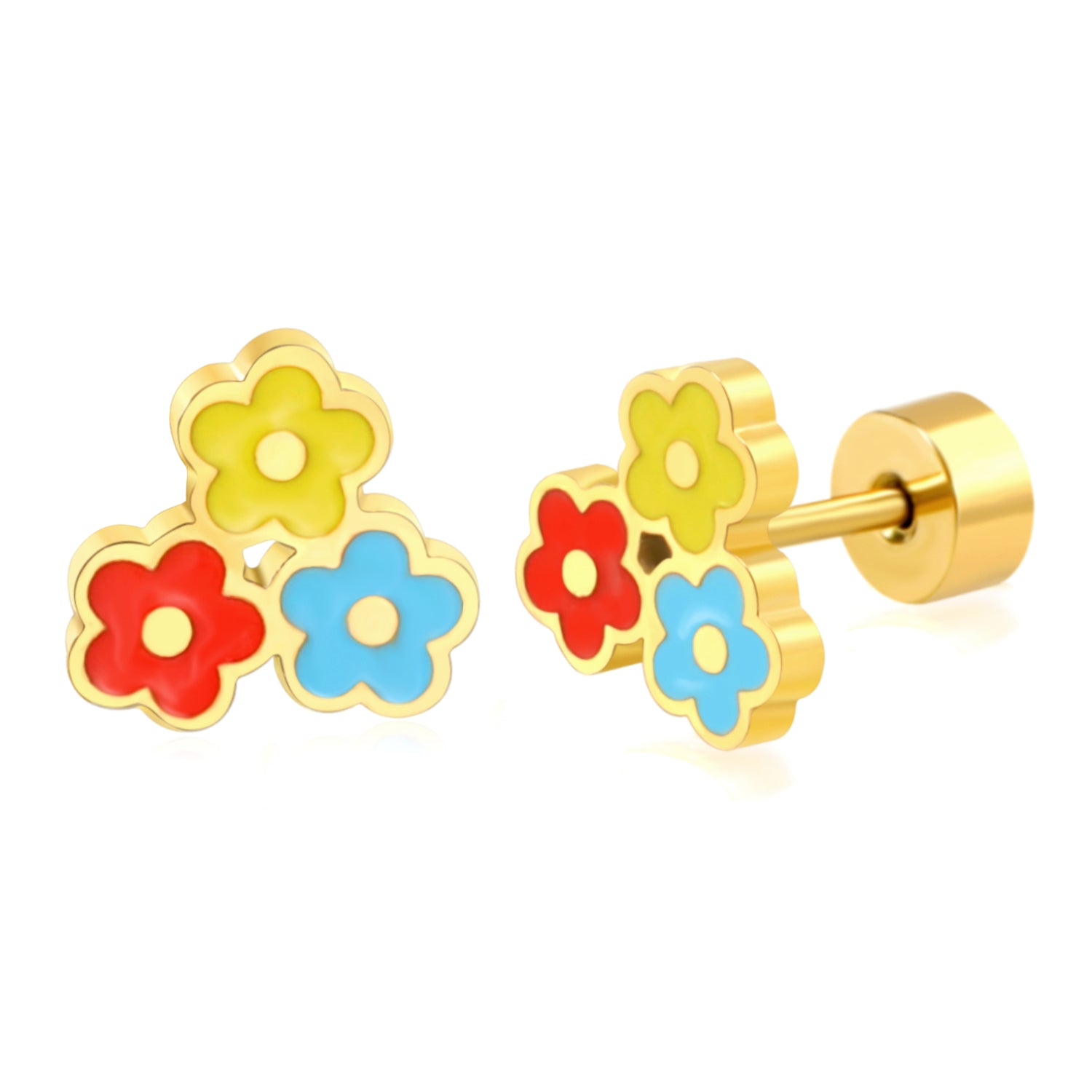 Hypoallergene Ohrringe für Kinder: Drei Blumen