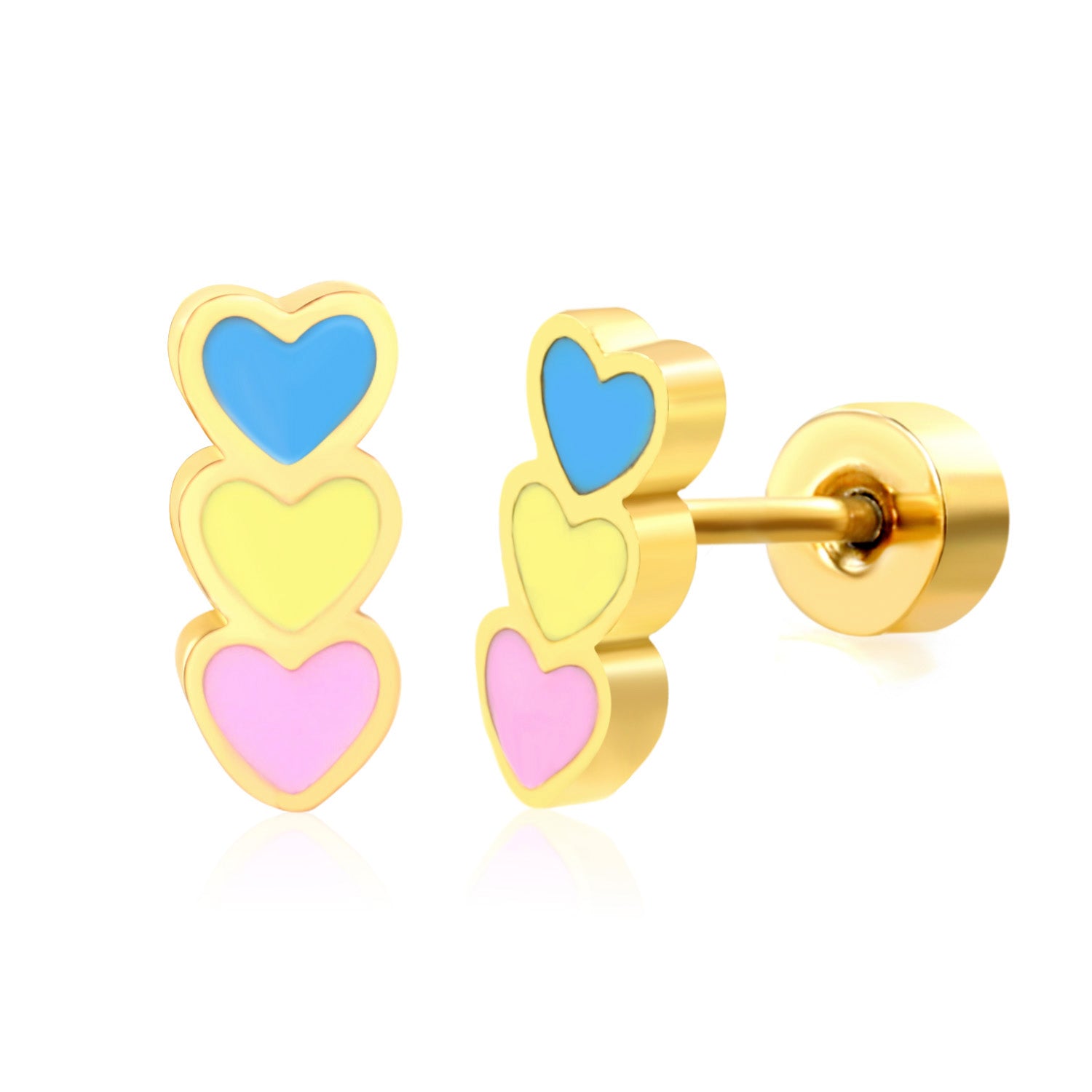 Hypoallergene Kinder-Ohrringe: 3 Herzen
