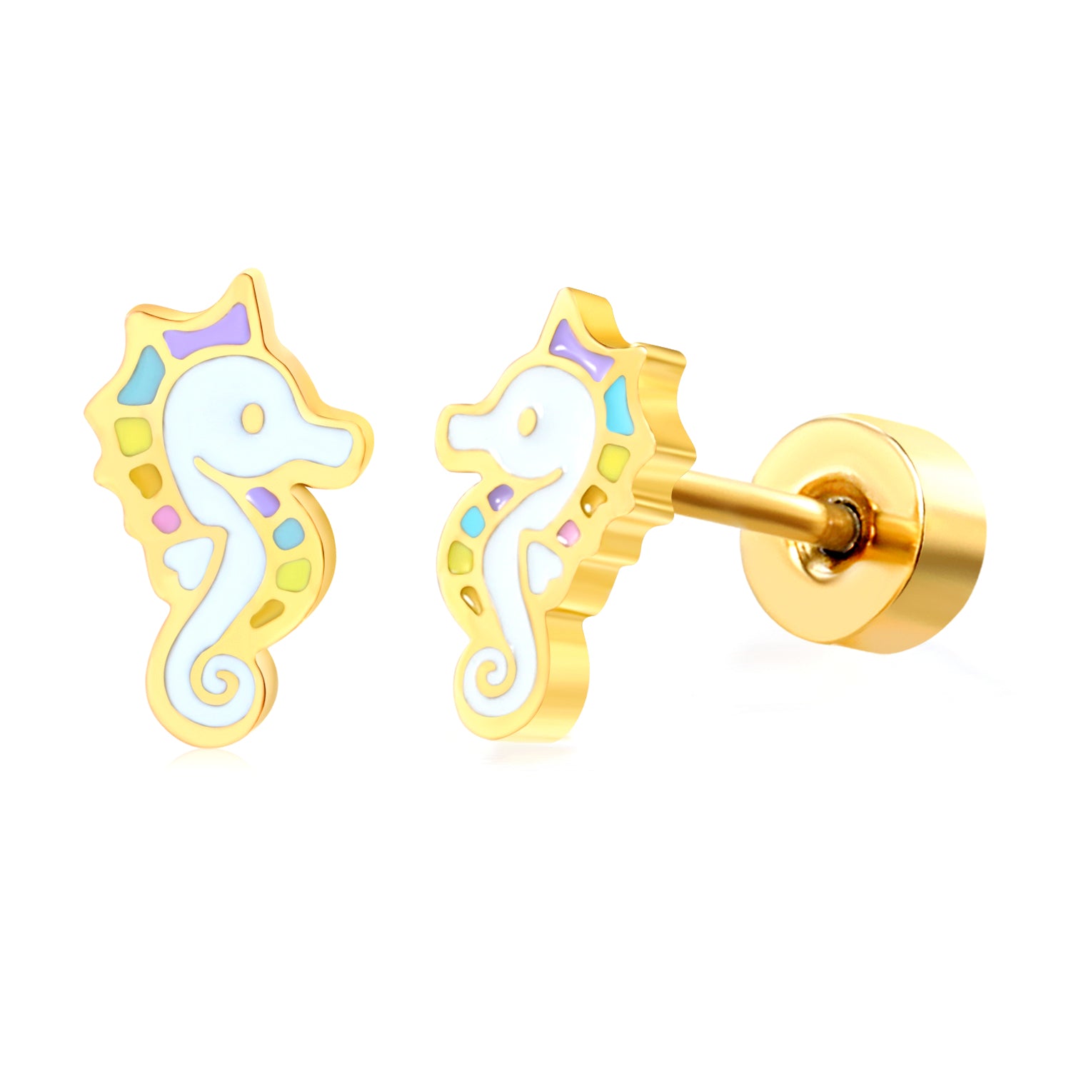 Hypoallergene Ohrringe für Kinder: Seepferdchen