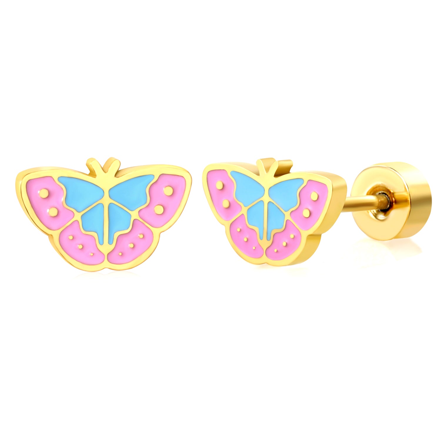 Hypoallergeen kinderoorbellen: Vlinder met schroefsluiting