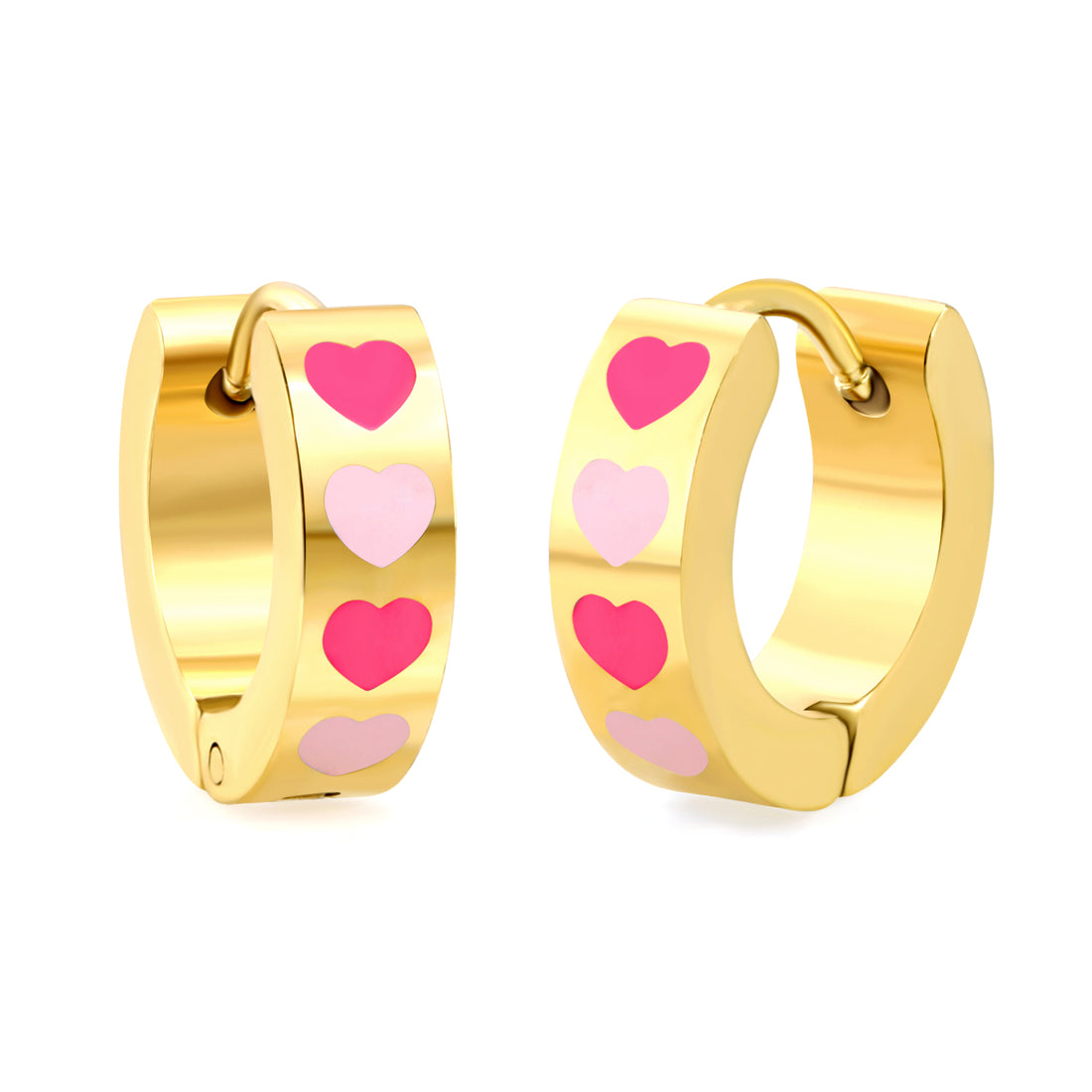 Hypoallergene Ohrringe für Kinder: Kreolen mit rosa Herzen