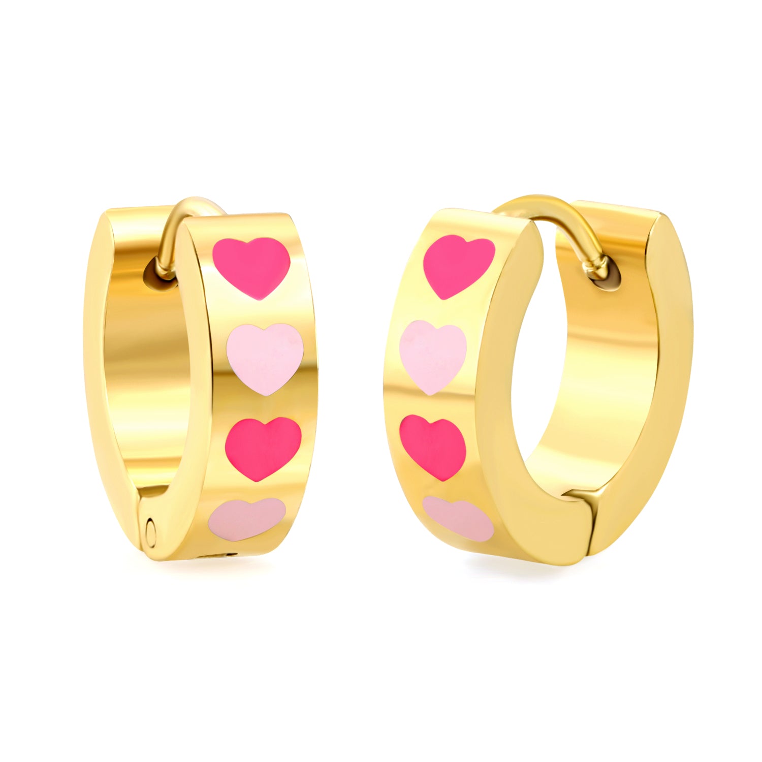 Hypoallergene Ohrringe für Kinder: Kreolen mit rosa Herzen