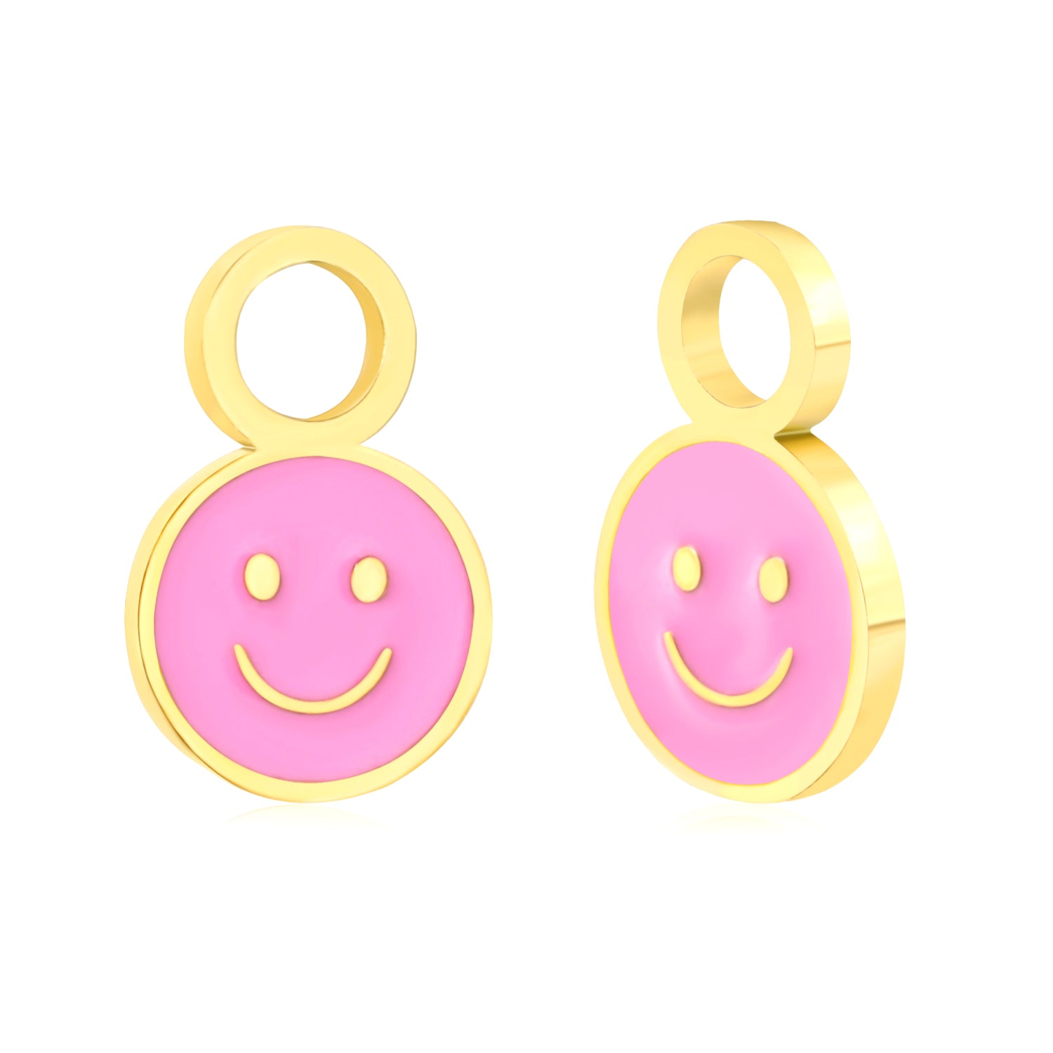 Hypoallergeen kinderoorbellen: Smiley roze Losse bedeltjes (creolen)