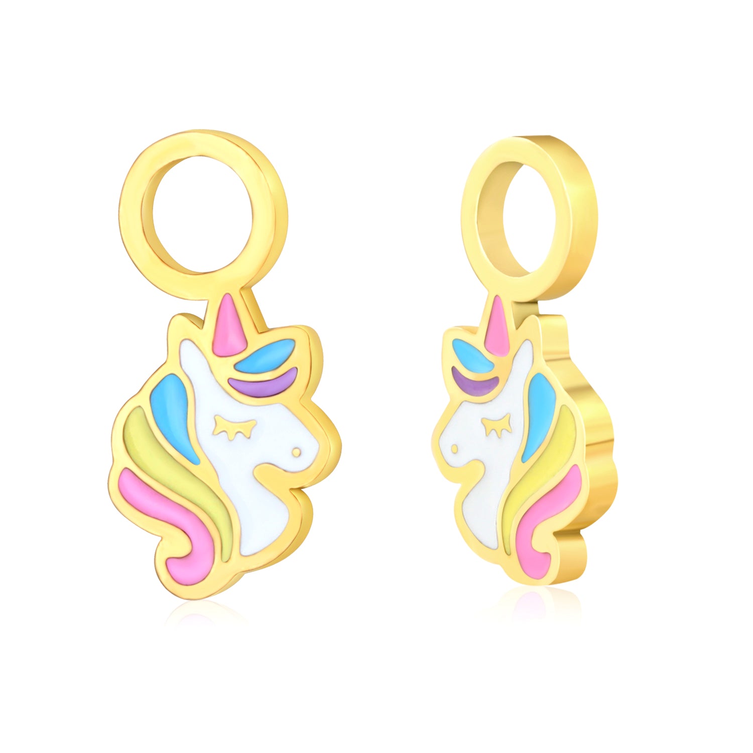 Hypoallergeen kinderoorbellen: Eenhoorntjes Losse bedeltjes (creolen)