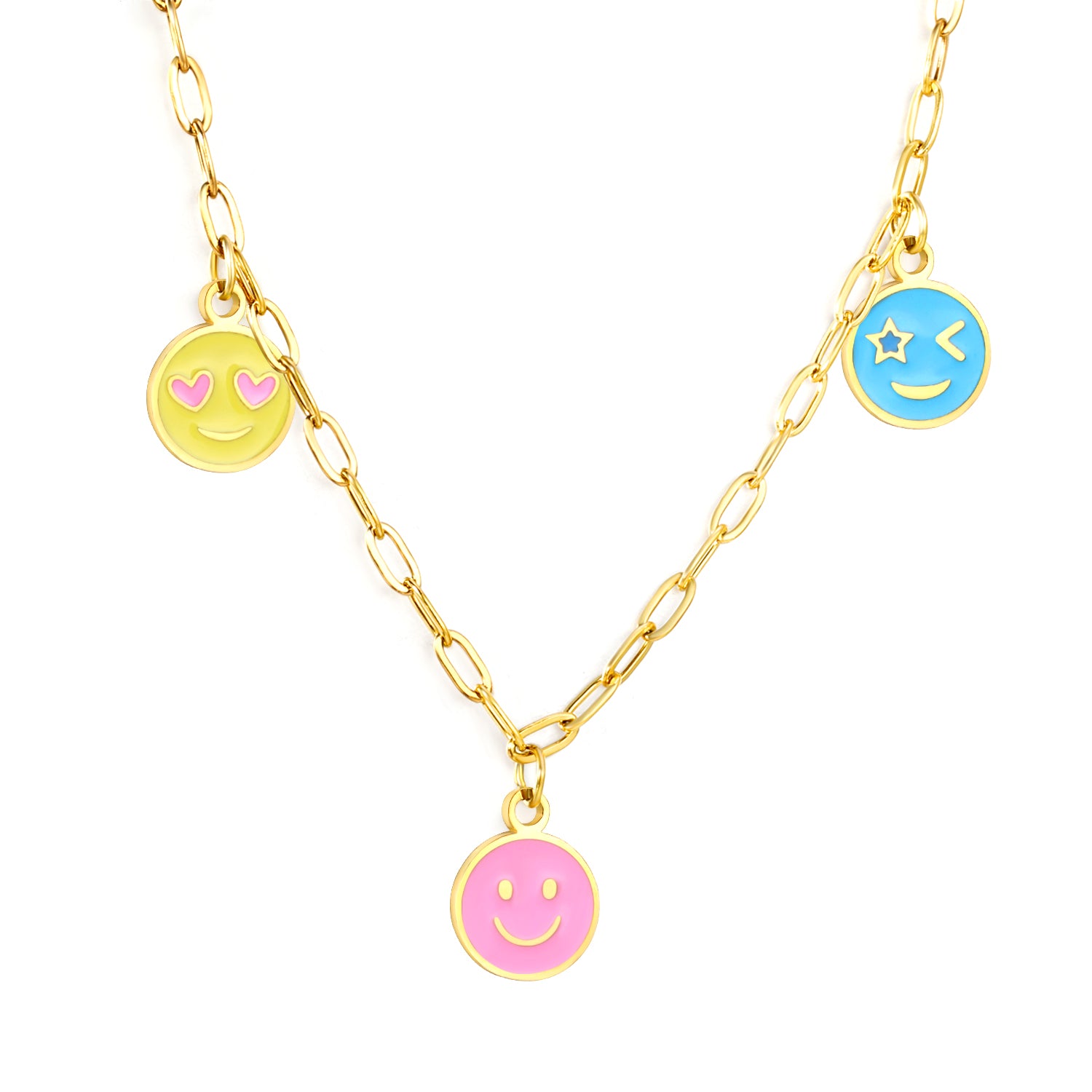 Hypoallergen kinderketting: Gekleurde smiley&