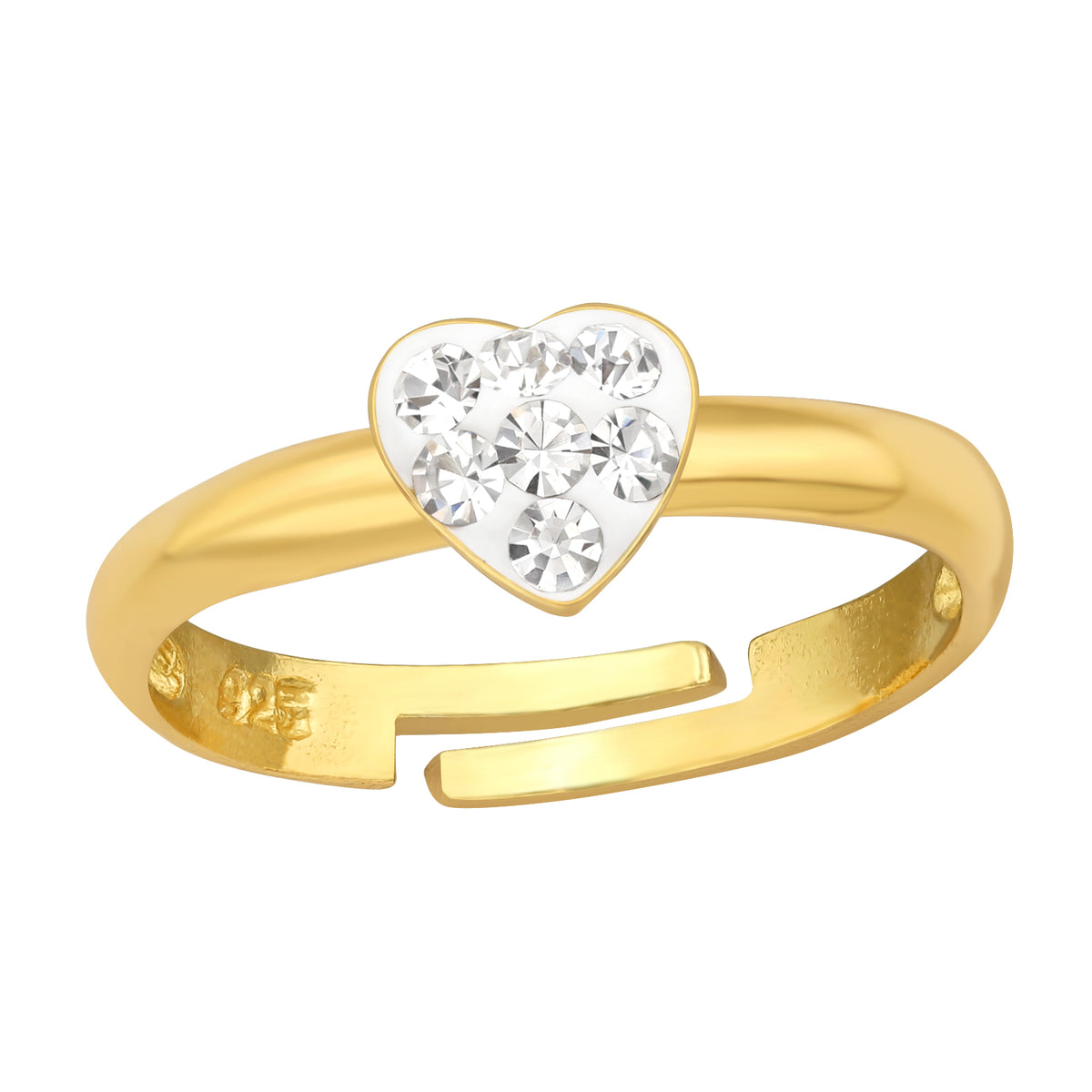 Silverfärgad justerbar barnring: Heart (guld)