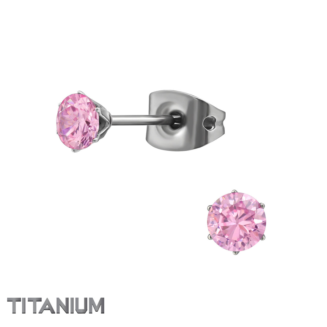 Kinderohrringe aus Titan: Knopf rosa (4mm)