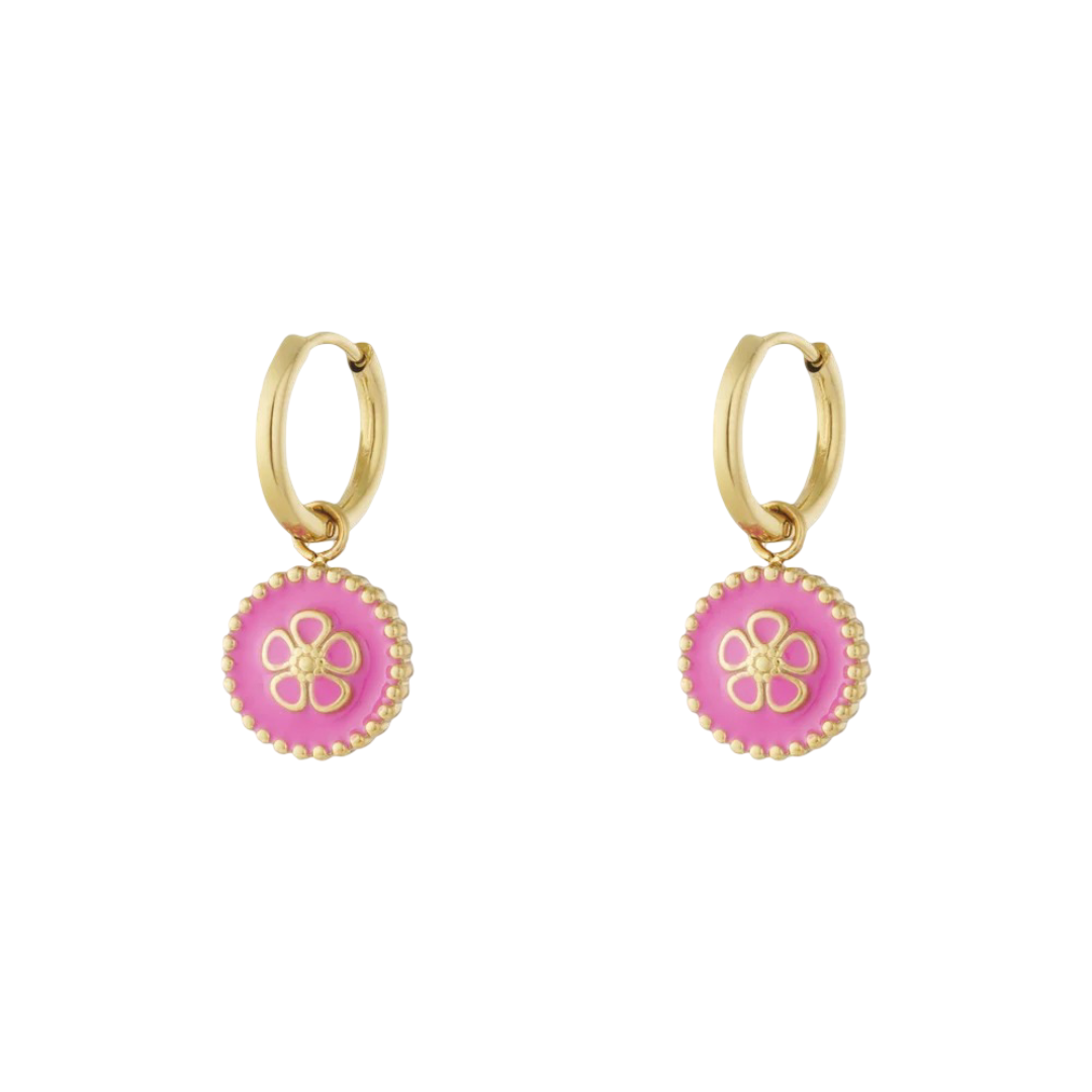 Chirurgisch staal kinderoorbellen: Belle Fleur pink (creolen)