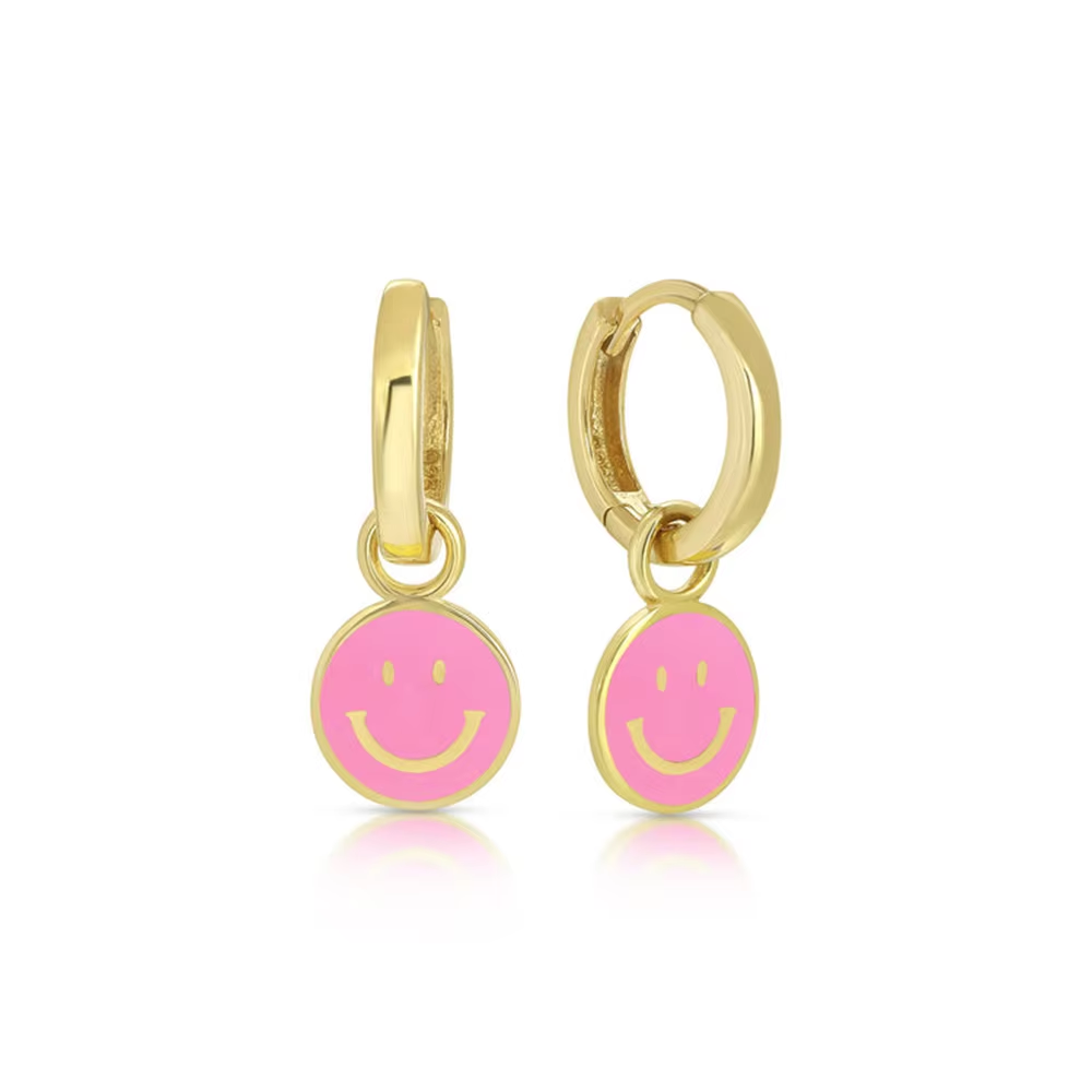 Hypoallergeen kinderoorbellen: Roze smiley creolen