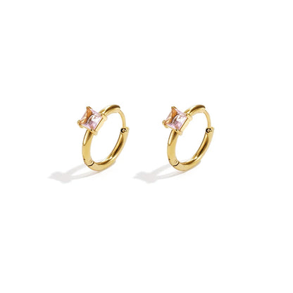 Chirurgische Ohrringe aus Edelstahl: Creolen Yfke rosa (gold)