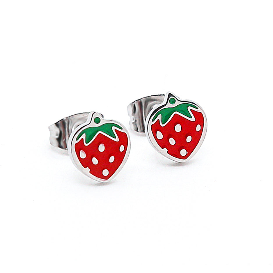 Hypoallergene Ohrringe für Kinder: Erdbeeren