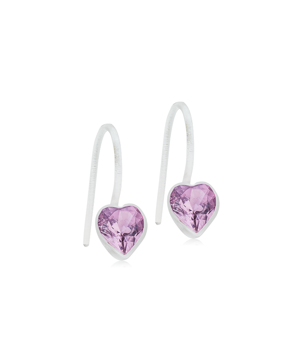 Blomdahl kinderoorbellen hangend hartje Light Amethyst – Medical Plastic