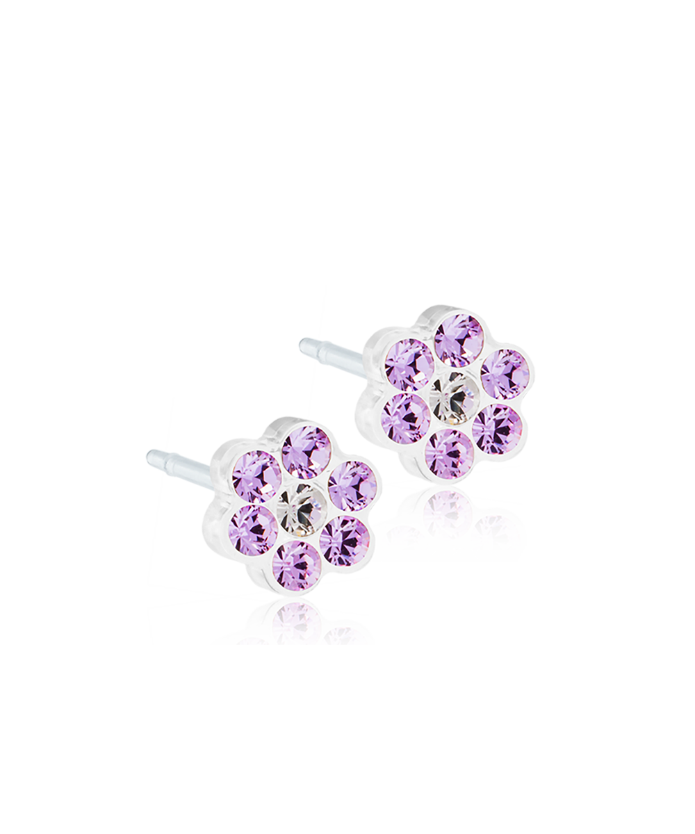 Blomdahl kinderoorbellen bloemetjes Violet/Crystal – Medical Plastic